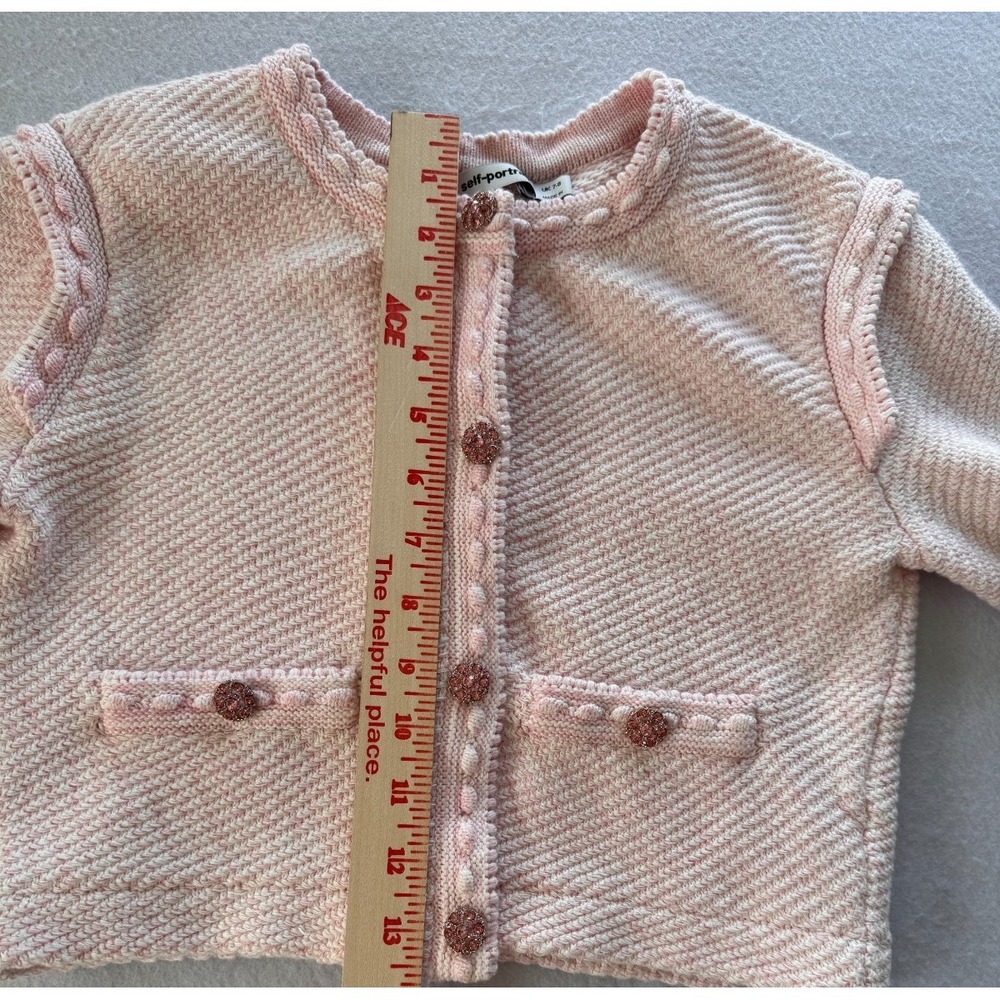 Self-portrait Pink Knit Jewel Button Cropped Cardigan Sweater Jacket US Sz 2-4 - Picture 13 of 16